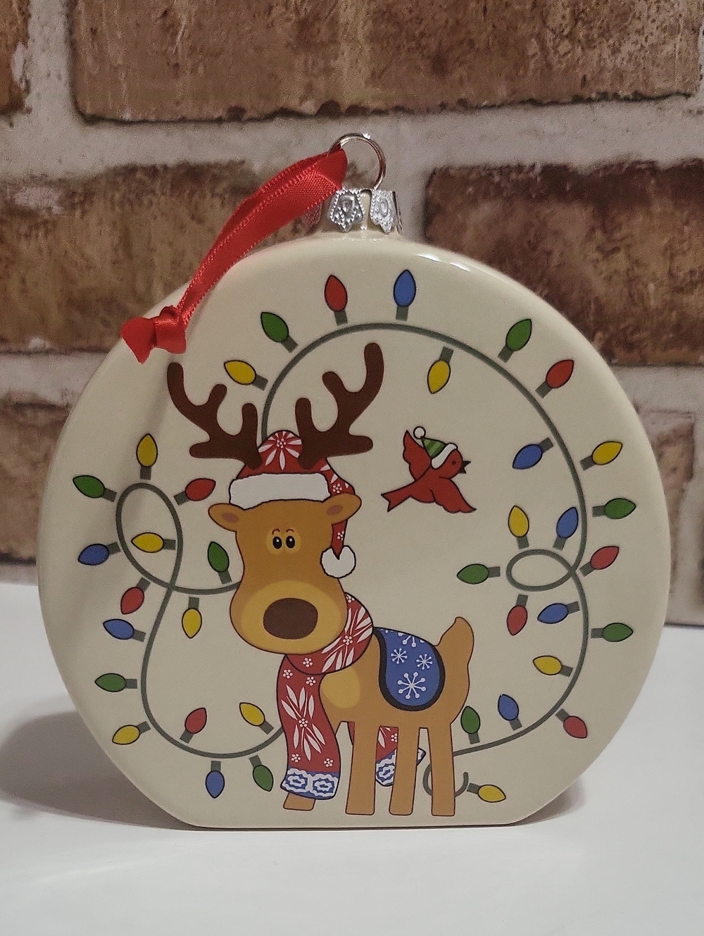 Temptations Holiday Reindeer Ceramic Ornament With Drink Recipe.